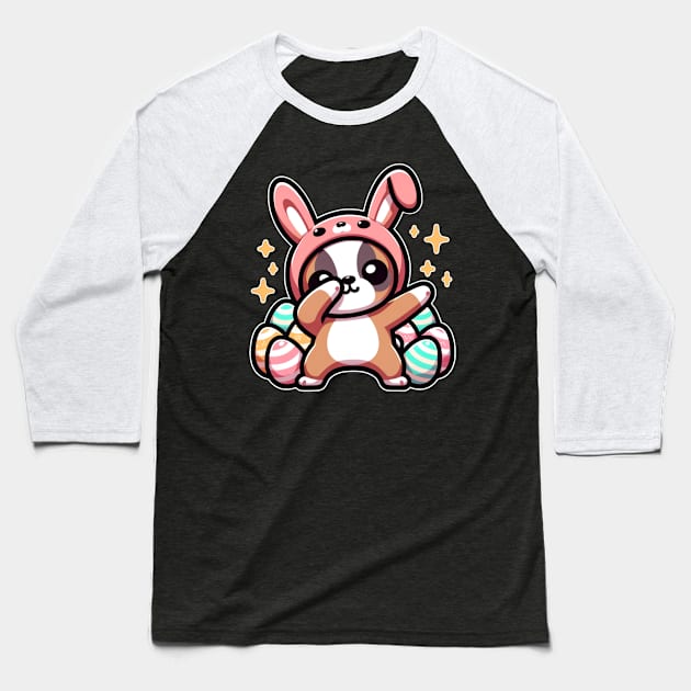 Dabbing Boxer Wearing Bunny Costume Baseball T-Shirt by Odetee